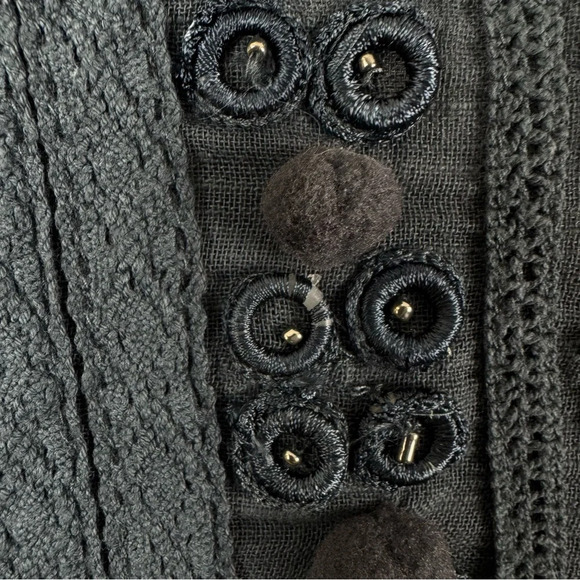 Velvet Graham & Spencer Womens Beaded Embroidered Top Gray Cotton Size Small - Picture 8 of 9